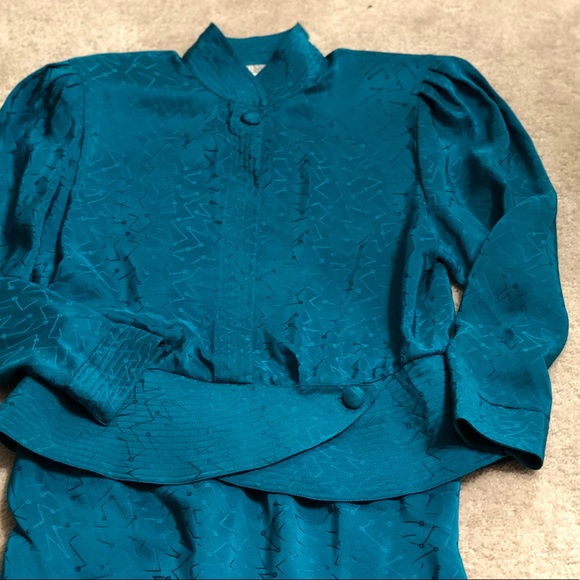 Vintage two piece teal blue skirt set - Picture 6 of 8